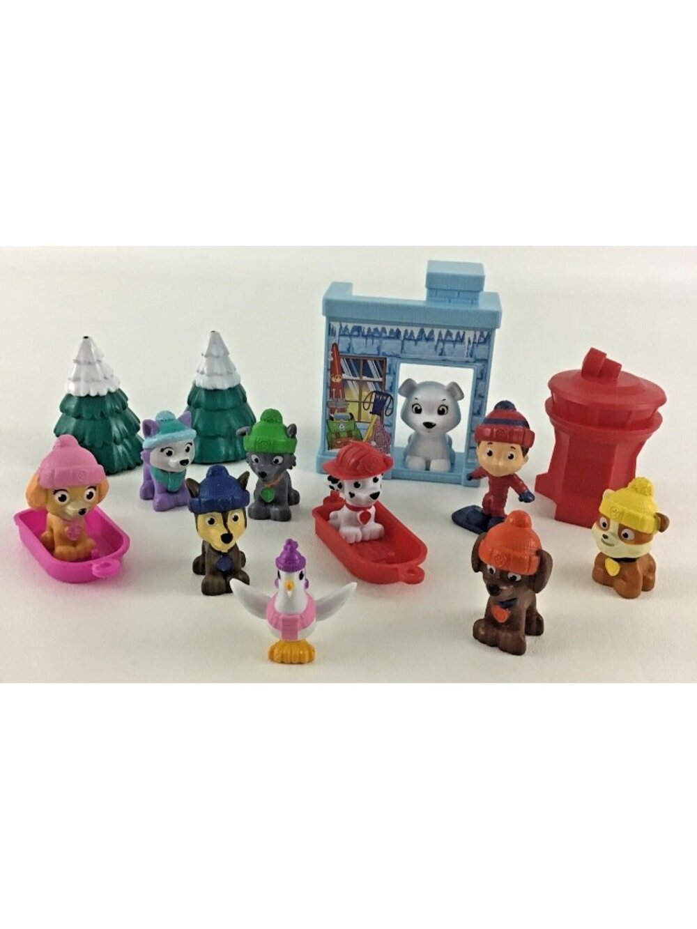 Paw Patrol Arctic Winter Snow Rescue Playset Mini 2” Figures Lot Zuma Rocky Skye